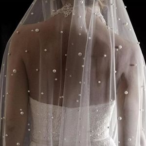 Scattered Pearl Wedding Veil Cathedral Length